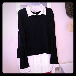 LOFT long sleeved mock shirt-sweater